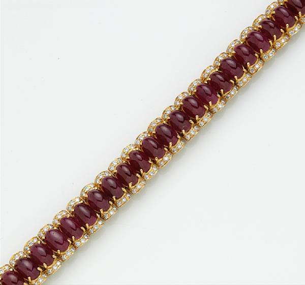 Appraisal: A ruby and diamond bracelet estimated total ruby weight carats