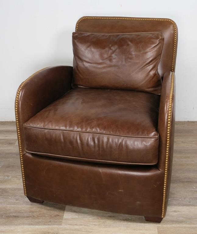 Appraisal: Century Furniture leather library style armchair Hickory North Carolina th