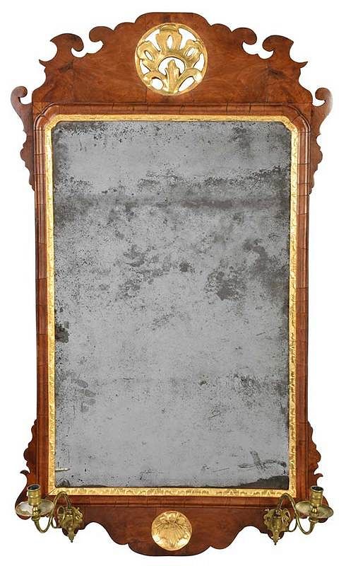 Appraisal: George II Walnut and Parcel Gilt Mirror British mid th