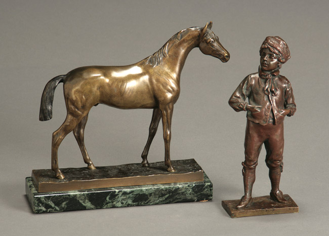 Appraisal: Two German Bronze Figures The first a figure of a