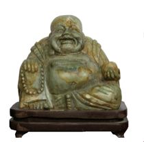 Appraisal: Monumental Carving of Buddha Chinese Seated figure carved of Jadeite