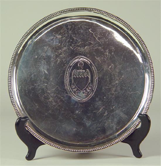 Appraisal: English Sterling Footed Salver th Century or earlier Troy ounces