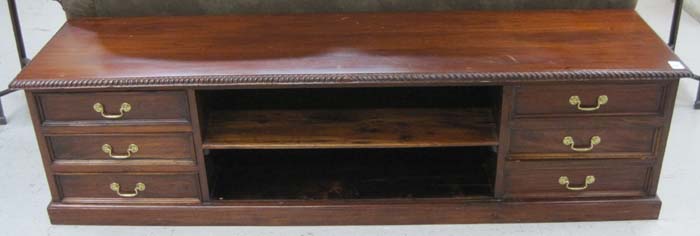 Appraisal: MAHOGANY FLAT PANEL TV CREDENZA antique reproduction the front centering