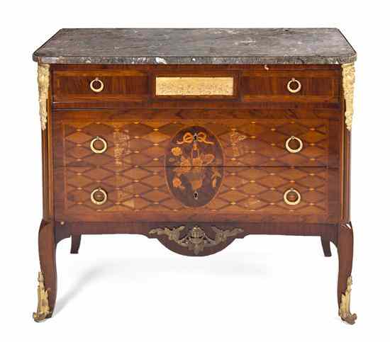 Appraisal: A Louis XVI Style Gilt Bronze Mounted Inlaid Commode having