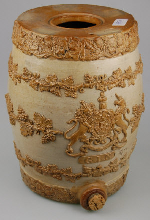 Appraisal: A th century stoneware barrel decorated with bands of moulded