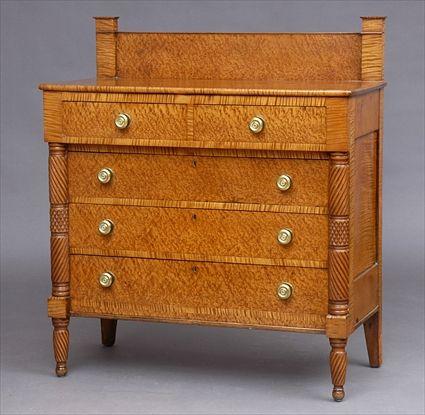 Appraisal: AMERICAN TIGER AND BIRD'S EYE MAPLE DRESSER With bird's eye