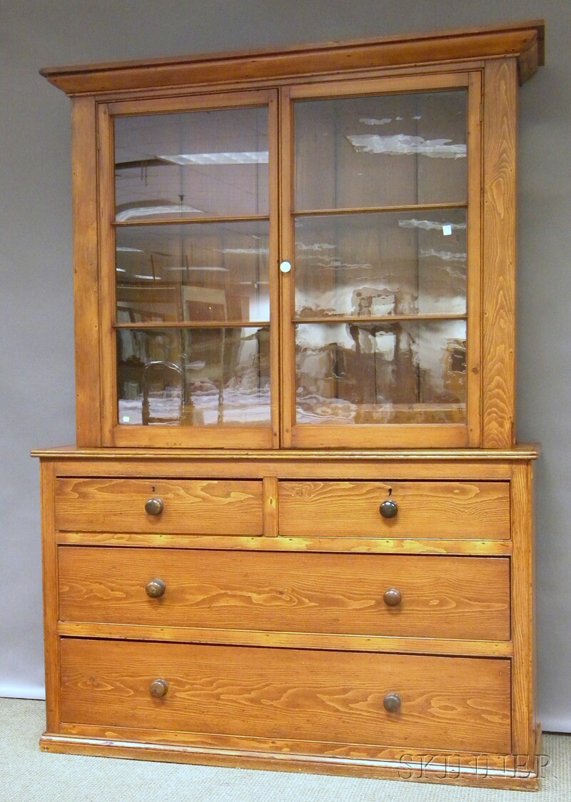 Appraisal: Country Glazed Pine Step-back Cupboard th quarter th century in