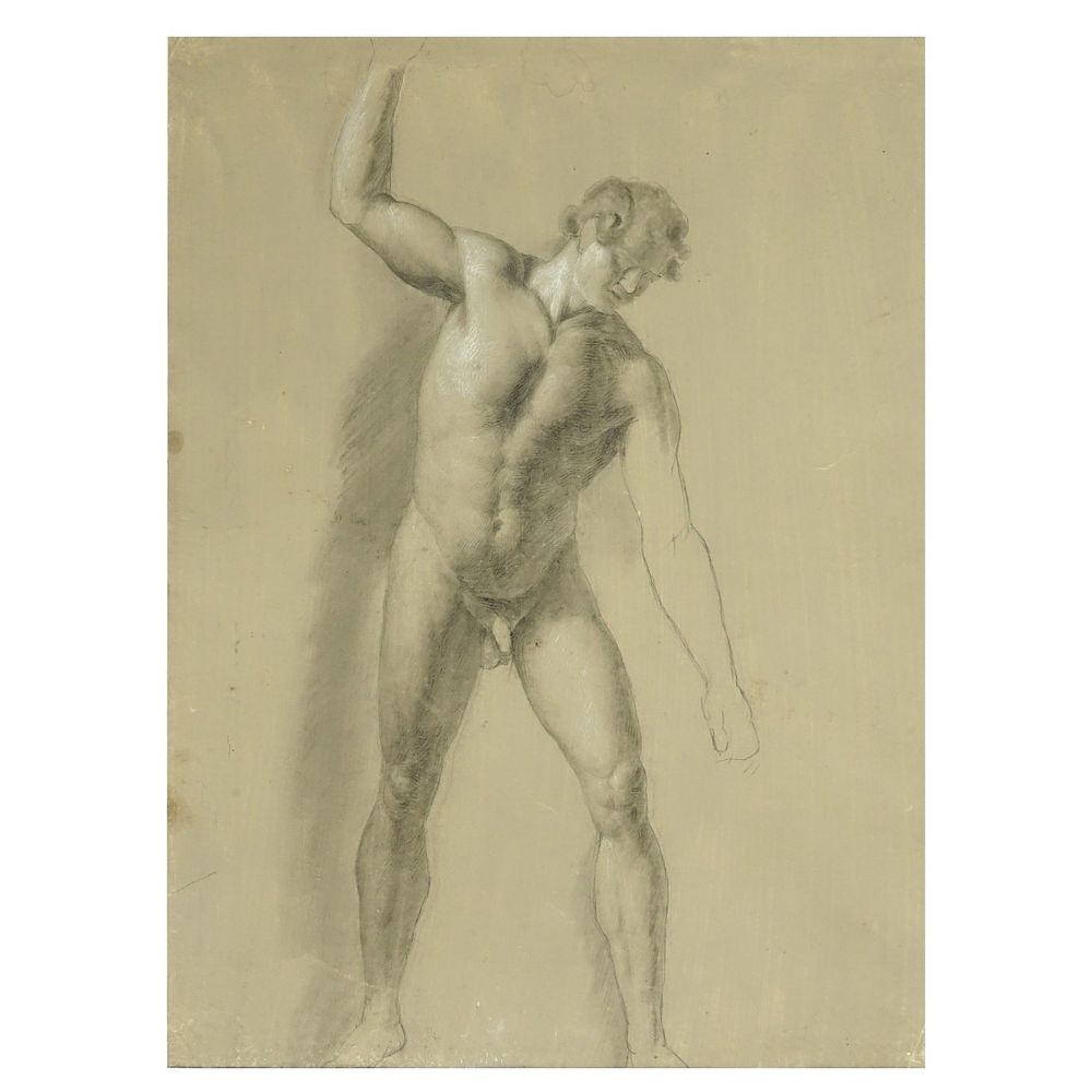 Appraisal: th C Florentine School Pencil Drawing Male Nude th C