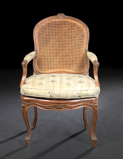 Appraisal: Provincial Louis XV Beechwood and Fruitwood Fauteuil late th century