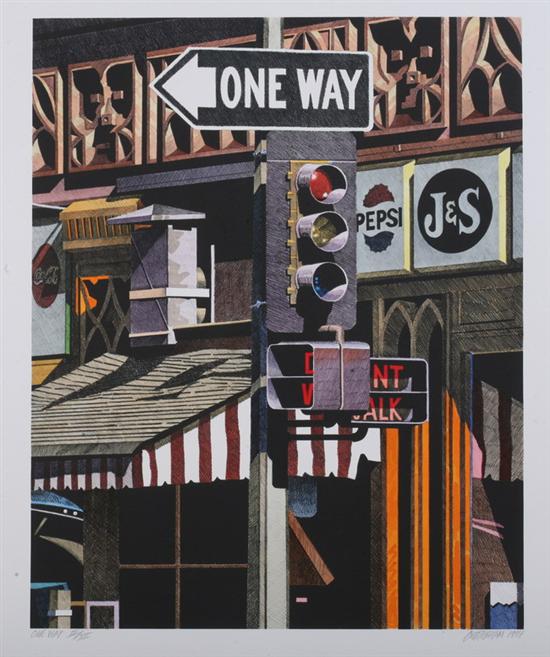 Appraisal: ROBERT COTTINGHAM American b ONE WAY signed dated titled and