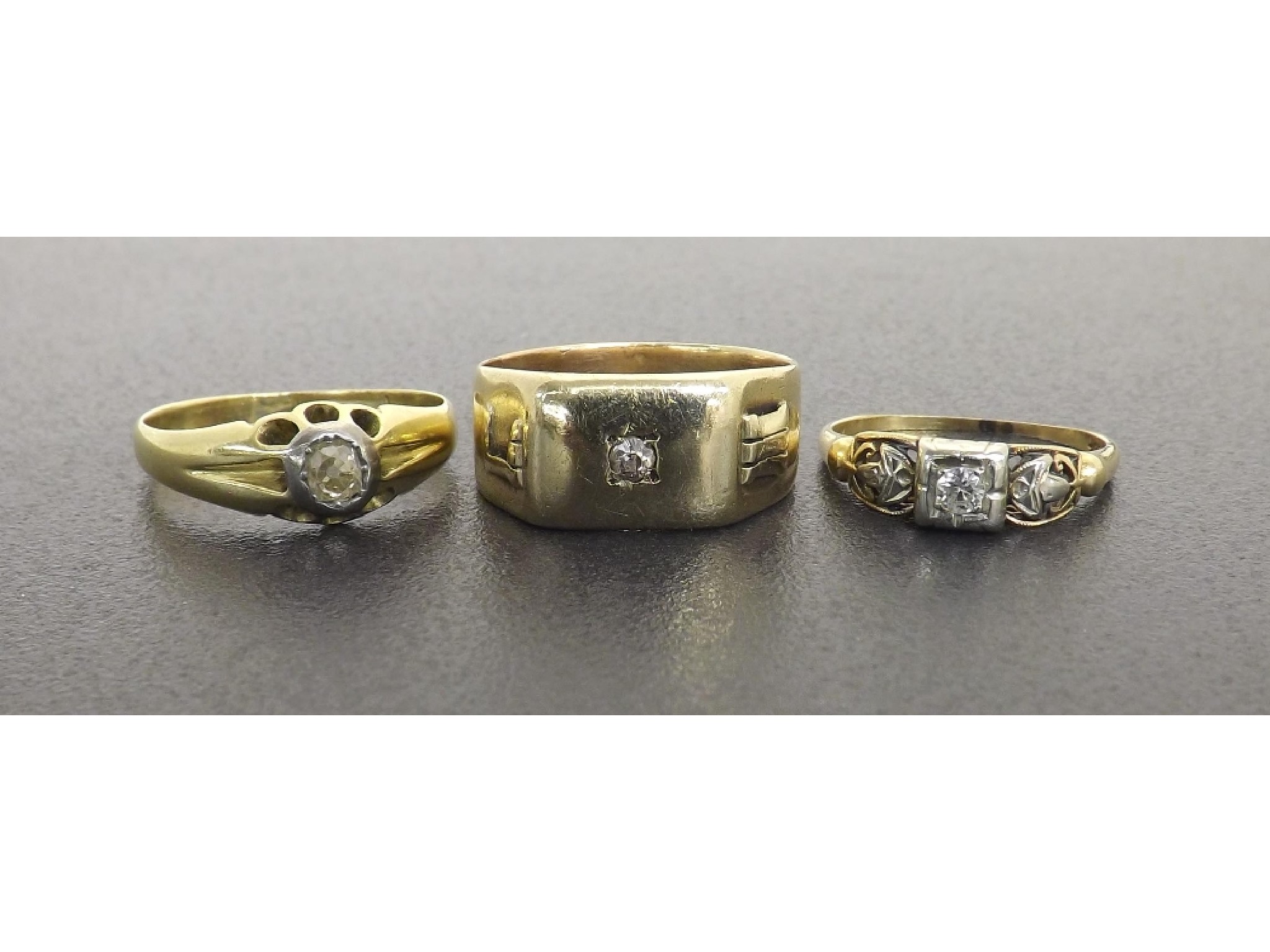 Appraisal: Three diamond set rings gm