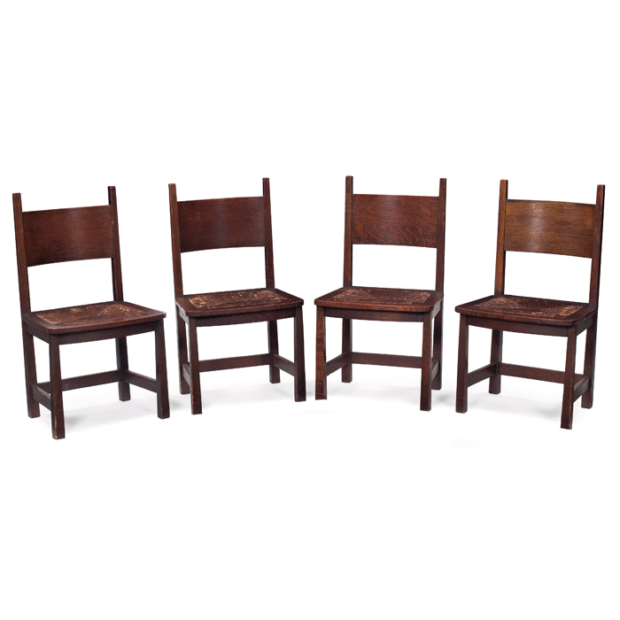 Appraisal: Stickley Brothers chairs set of four wide slat at back