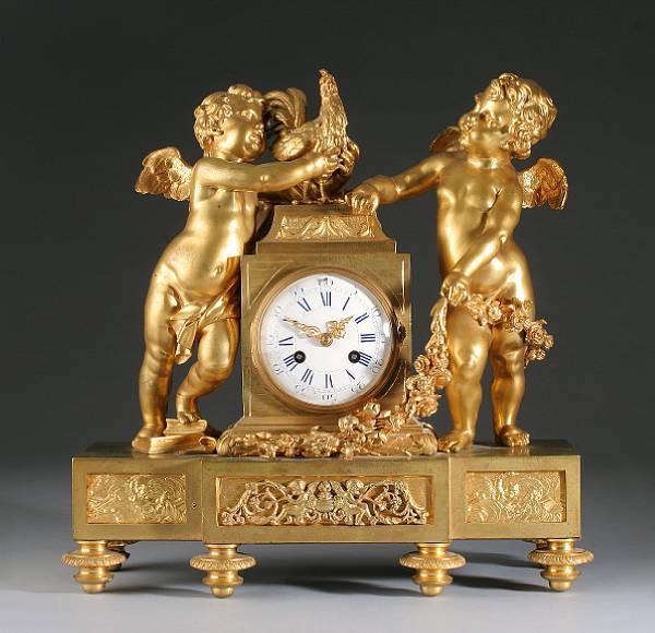 Appraisal: A Louis XVI style bronze mantel clock late th century