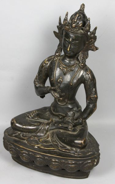 Appraisal: th Century bronze seated Buddha figure on base x x