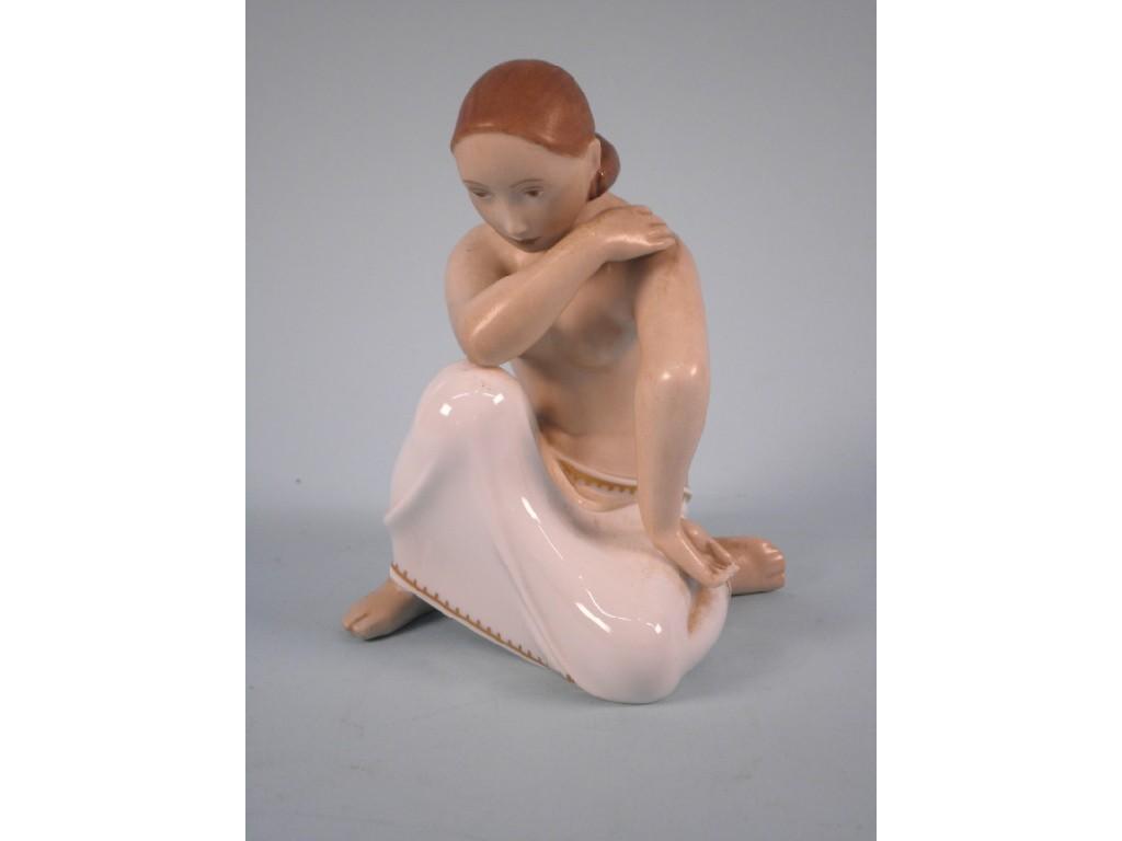 Appraisal: A Royal Copenhagen white and gold porcelain figure of a