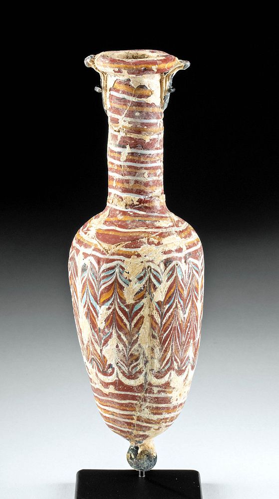 Appraisal: Greek Hellenistic Core Formed Glass Amphoriskos Ancient Greece Hellenistic Period