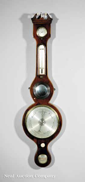 Appraisal: An Antique English Carved Mahogany and Satinwood Inlaid Barometer c