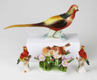 Appraisal: Four Herend porcelain bird figures incl pheasant two parrots and