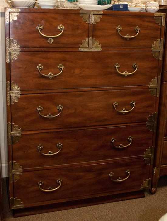 Appraisal: Chinese Chippendale style mahogany semi-tall chest Henredon Estimate - No