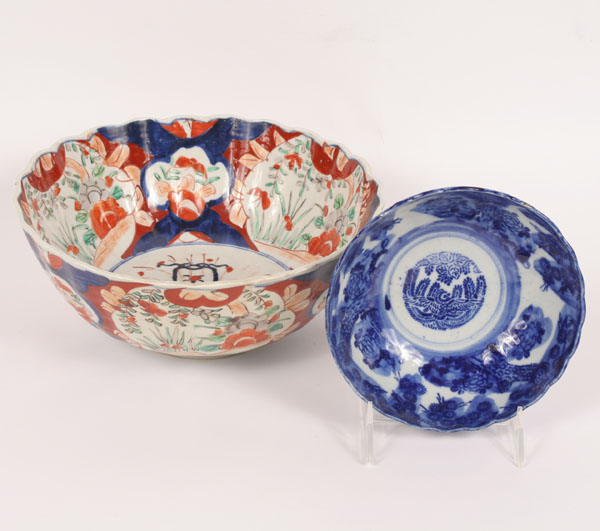 Appraisal: Hand Painted ruffled edge Imari bowl along with a hand