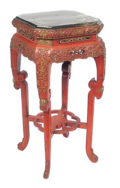 Appraisal: A Chinese red and gilt lacquered wood export style plant