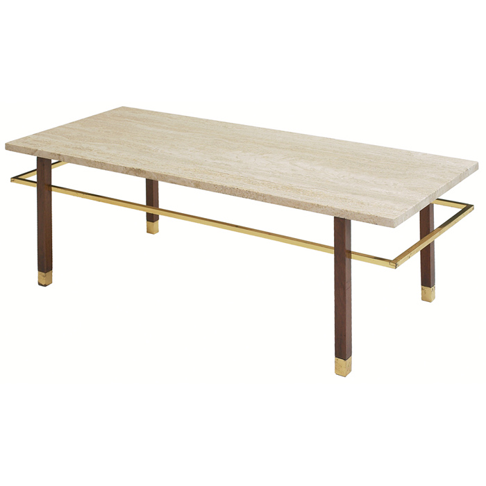 Appraisal: Harvey Probber coffee table by Harvey Probber Inc rectangular travertine