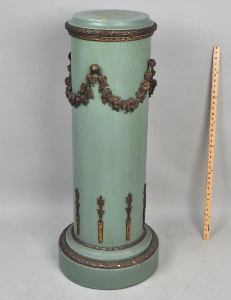 Appraisal: Painted Wood Bronze Mounted Neoclassical Pedestal column form with gilt