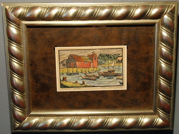 Appraisal: Original colored woodblock print Motif No Rockport signed Gladys Wilkins