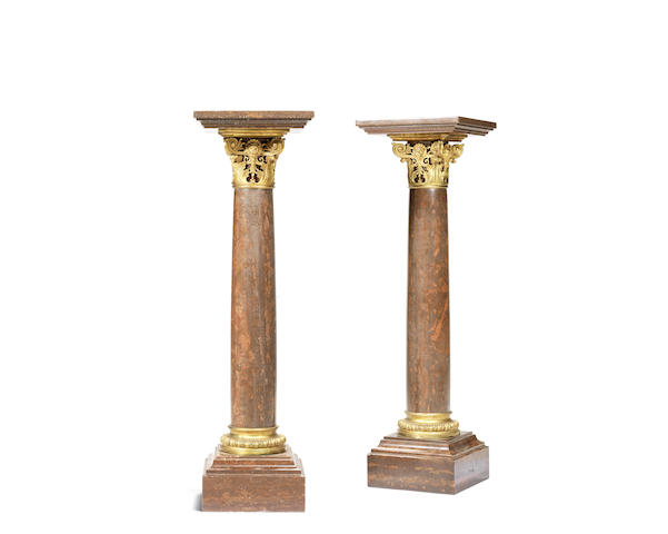 Appraisal: A pair of French late th century gilt-bronze and Rouge