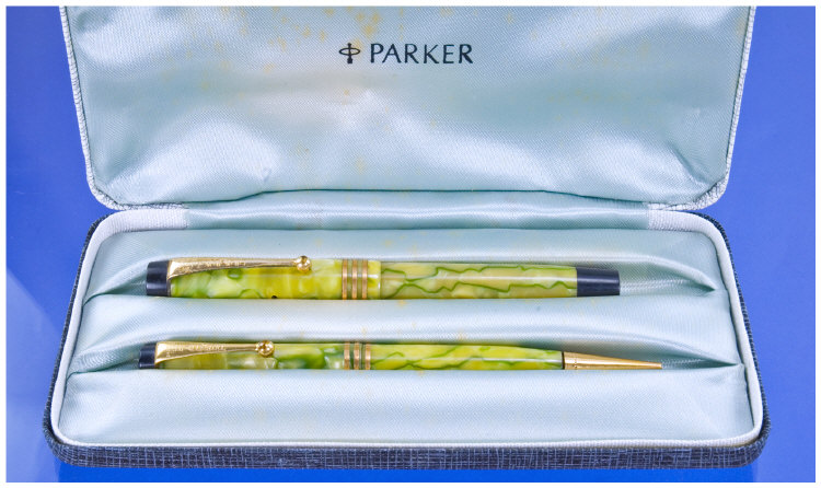 Appraisal: Lady Parker Pen and Pencil Set pre near mint lime