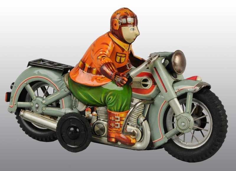 Appraisal: Tin Litho Harley Davidson Motorcycle Friction Toy Description Japanese Working