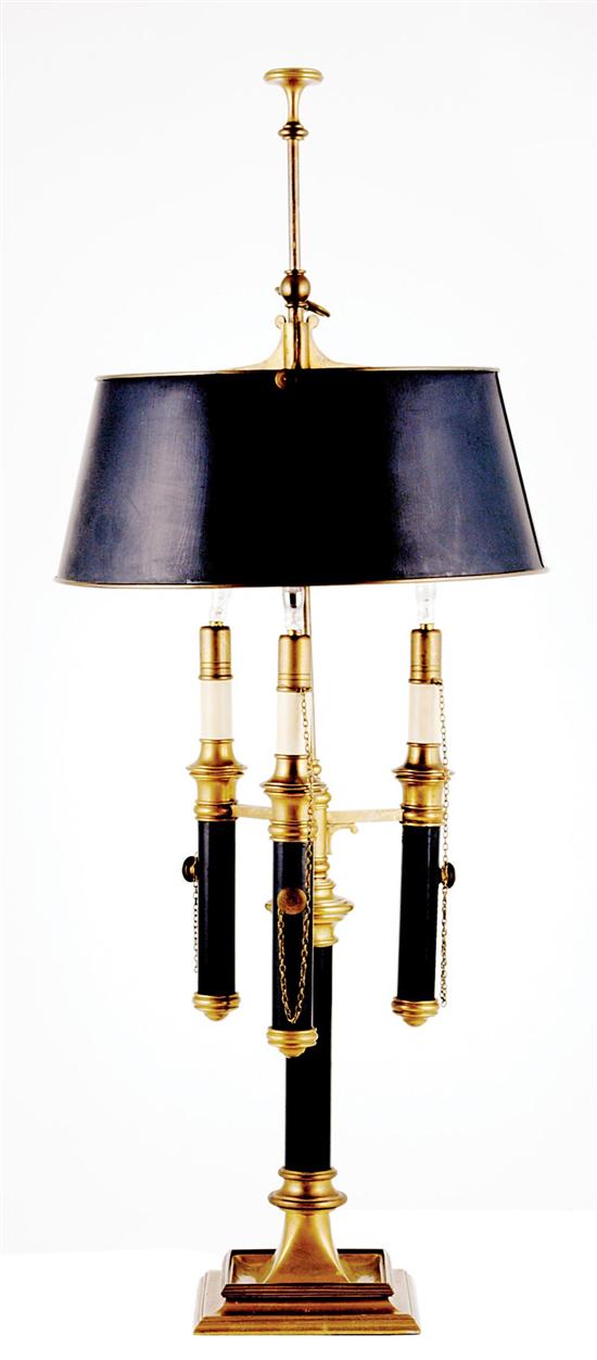 Appraisal: Chapman brass table lamp painted shade supported by center stem