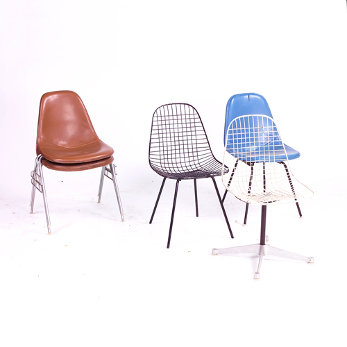 Appraisal: Five Hermam Miller chairs three Harry Bertoia wire-form chairs and