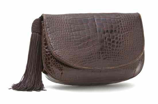 Appraisal: A Judith Leiber Brown Alligator Bag brown tassel and detachable