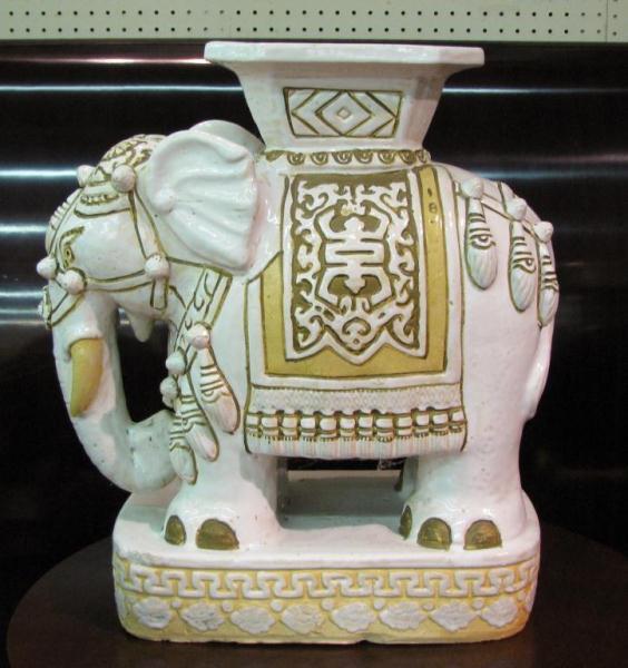 Appraisal: Ceramic Elephant Motif Garden Stand '' high