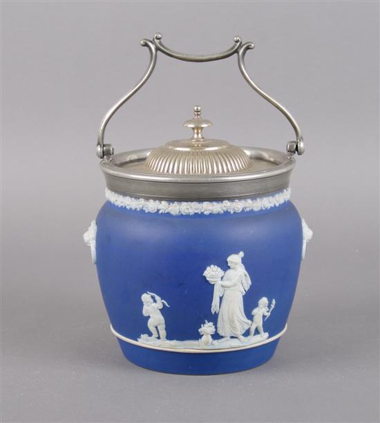 Appraisal: An English Jasperware Biscuit Box Wedgwood Height inches