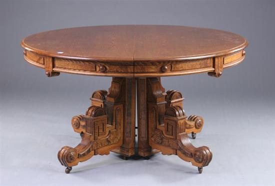 Appraisal: RENAISSANCE REVIVAL EXTENDING DINING TABLE mid-to-late th century oak and