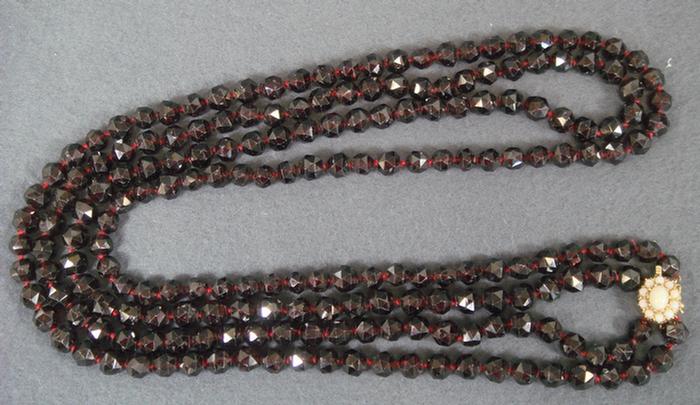 Appraisal: K yg Opal Clasp with Garnet Beaded Necklace Double strand