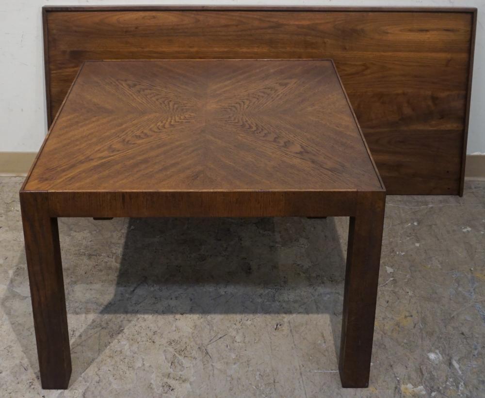 Appraisal: Mid-Century Modern Oak Square Side Table and a Walnut Headboard