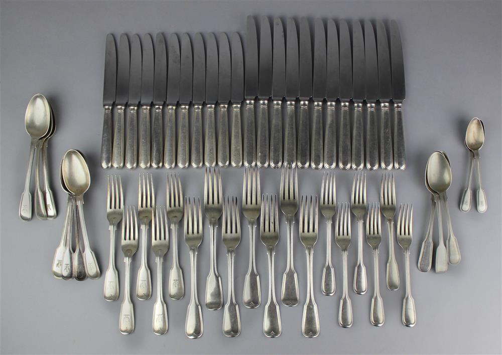 Appraisal: ENGLISH ASSEMBLED SILVER PART FLATWARE SERVICE AND TWELVE PLATED PIECES