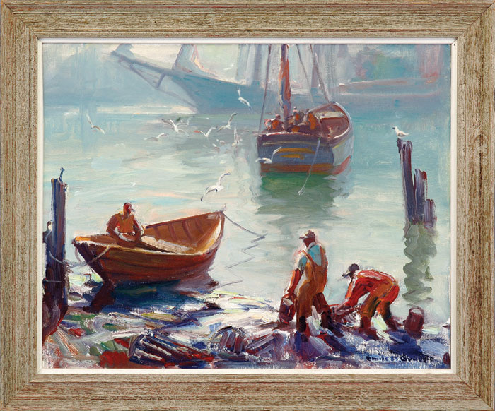 Appraisal: EMILE A GRUPPE AMERICAN - BAIT DIGGERS Oil on artist's