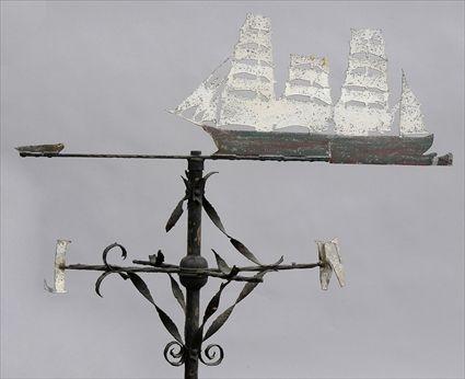 Appraisal: AMERICAN CUT SHEET METAL AND WROUGHT IRON WEATHERVANE Cut as