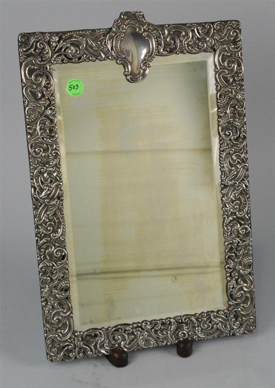 Appraisal: VICTORIAN SILVER BEVELLED GLASS DRESSING MIRROR Goldsmiths Silversmiths Co London