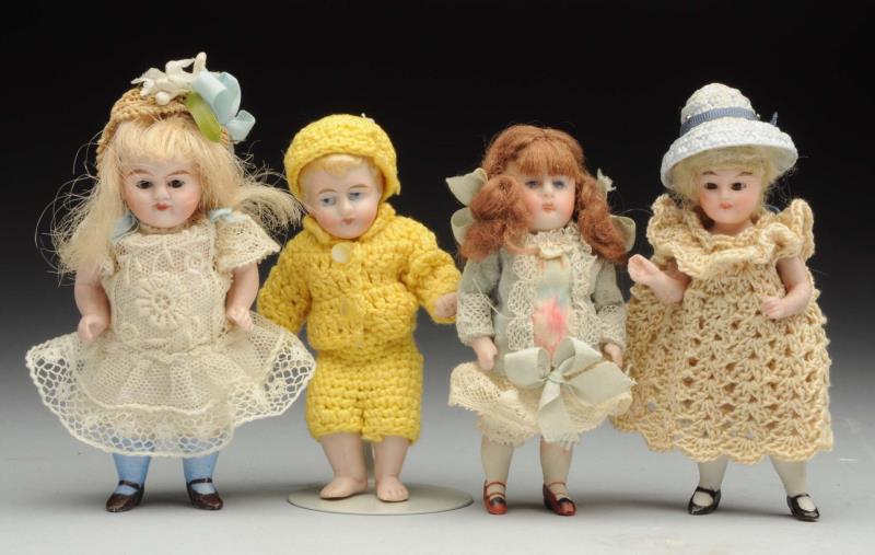 Appraisal: Lot Of All-Bisque Dolls All are German with stiff necks