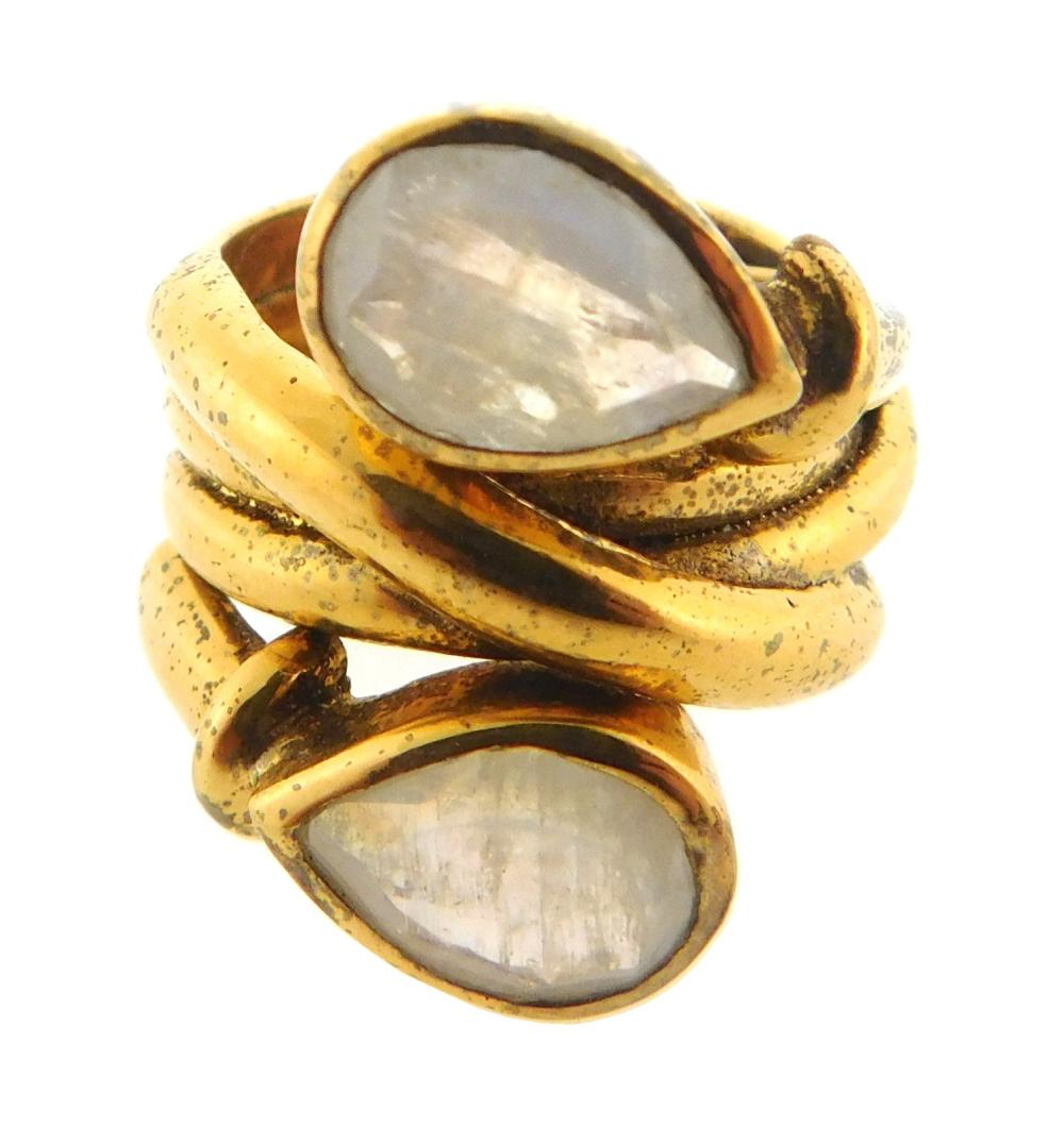 Appraisal: JEWELRY K Twin rainbow quartz ring tested K yellow gold