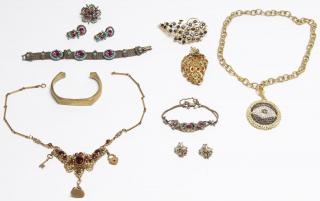 Appraisal: Assorted Vintage Costume Jewelry Items Most set with faux gems