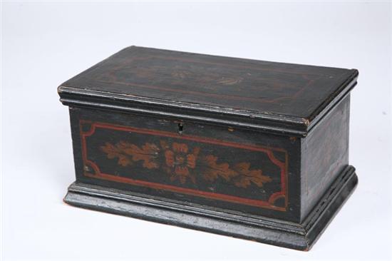 Appraisal: MINIATURE BLANKET BOX American nd half- th century pine Original