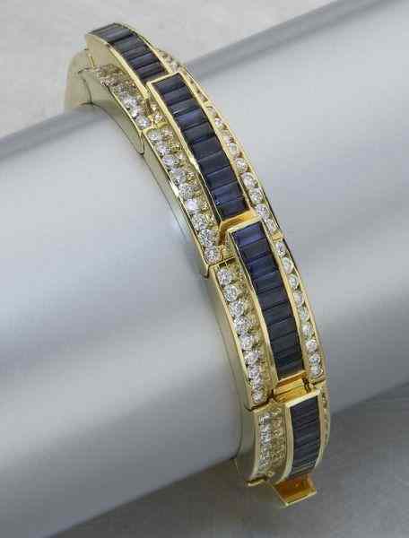 Appraisal: Krypell K gold diamond and sapphire braceletchannel set with round