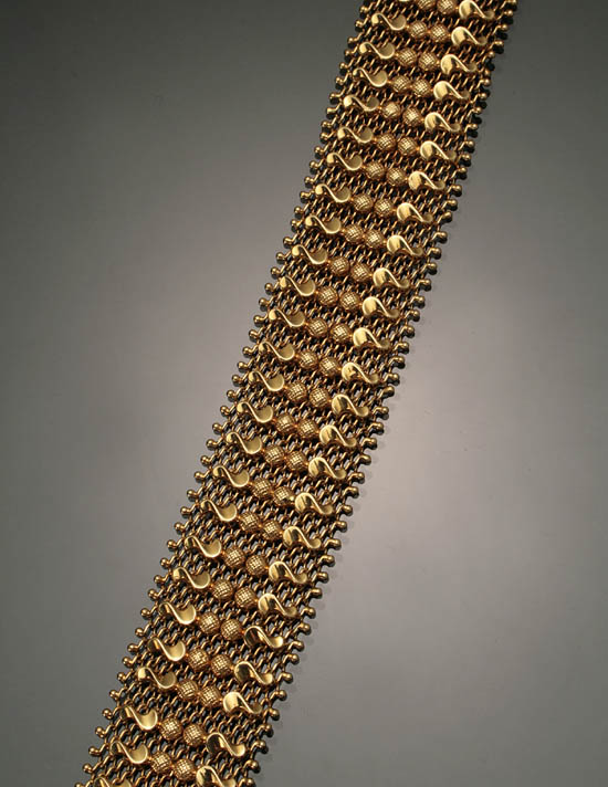 Appraisal: Italian -Karat Yellow-Gold Wide Beaded Mesh Bracelet Weight dwt Length