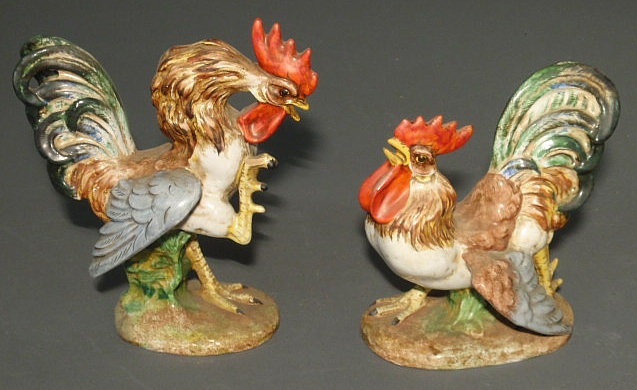 Appraisal: Two Italian ceramic roosters largest h